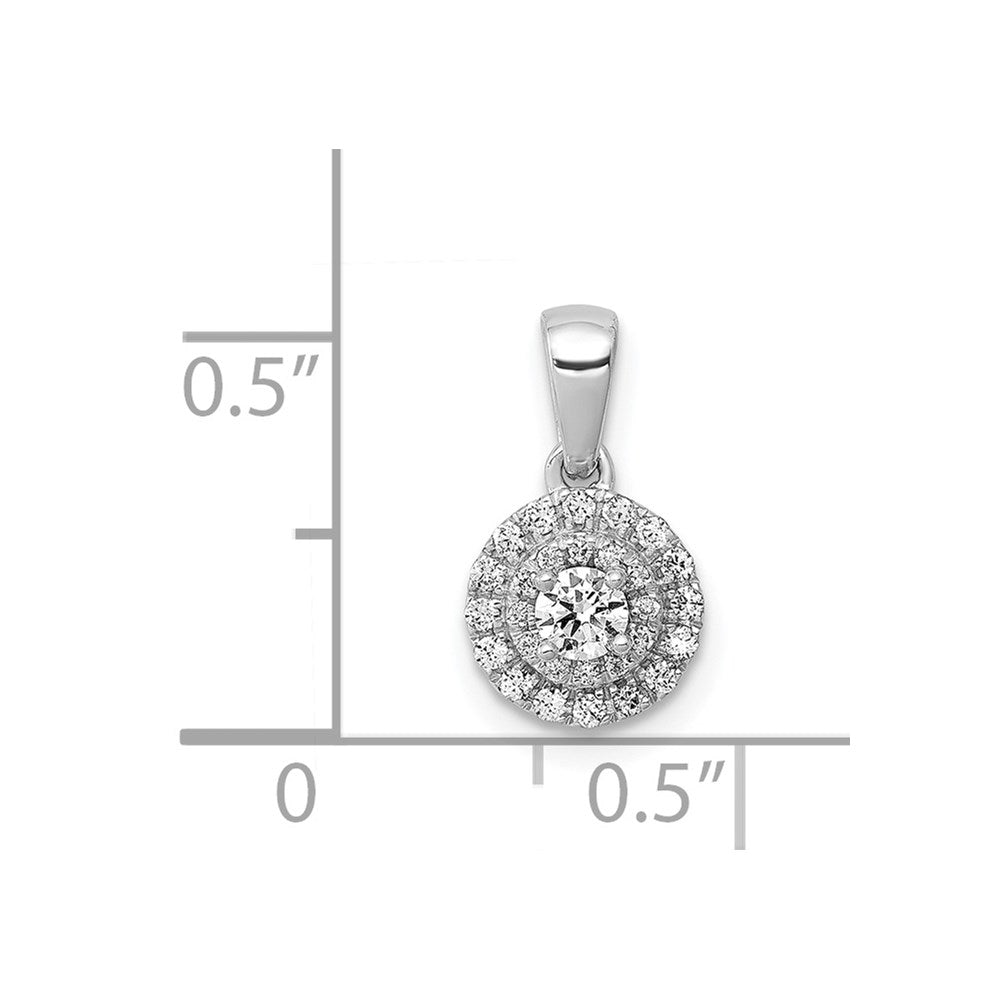 Solid 14k White Gold 1/4ct. Simulated CZ Round Halo Cluster Pendant