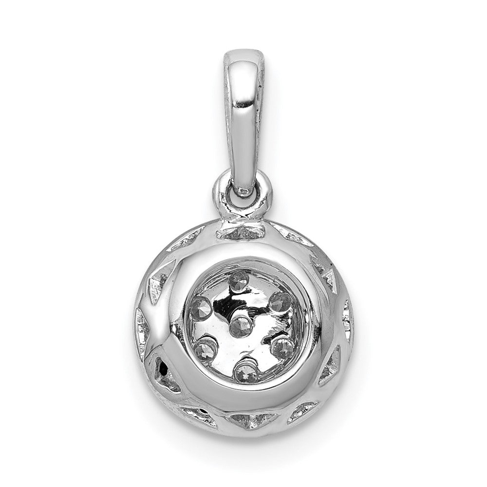 Solid 14k White Gold 1/4ct. BlacK/White Simulated CZ Circle Cluster Pendant