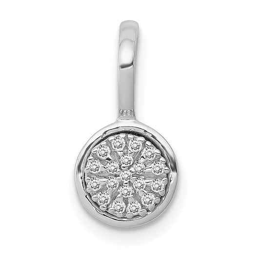 14k White Gold 1/10ct. Real Diamond Circle Cluster Pendant