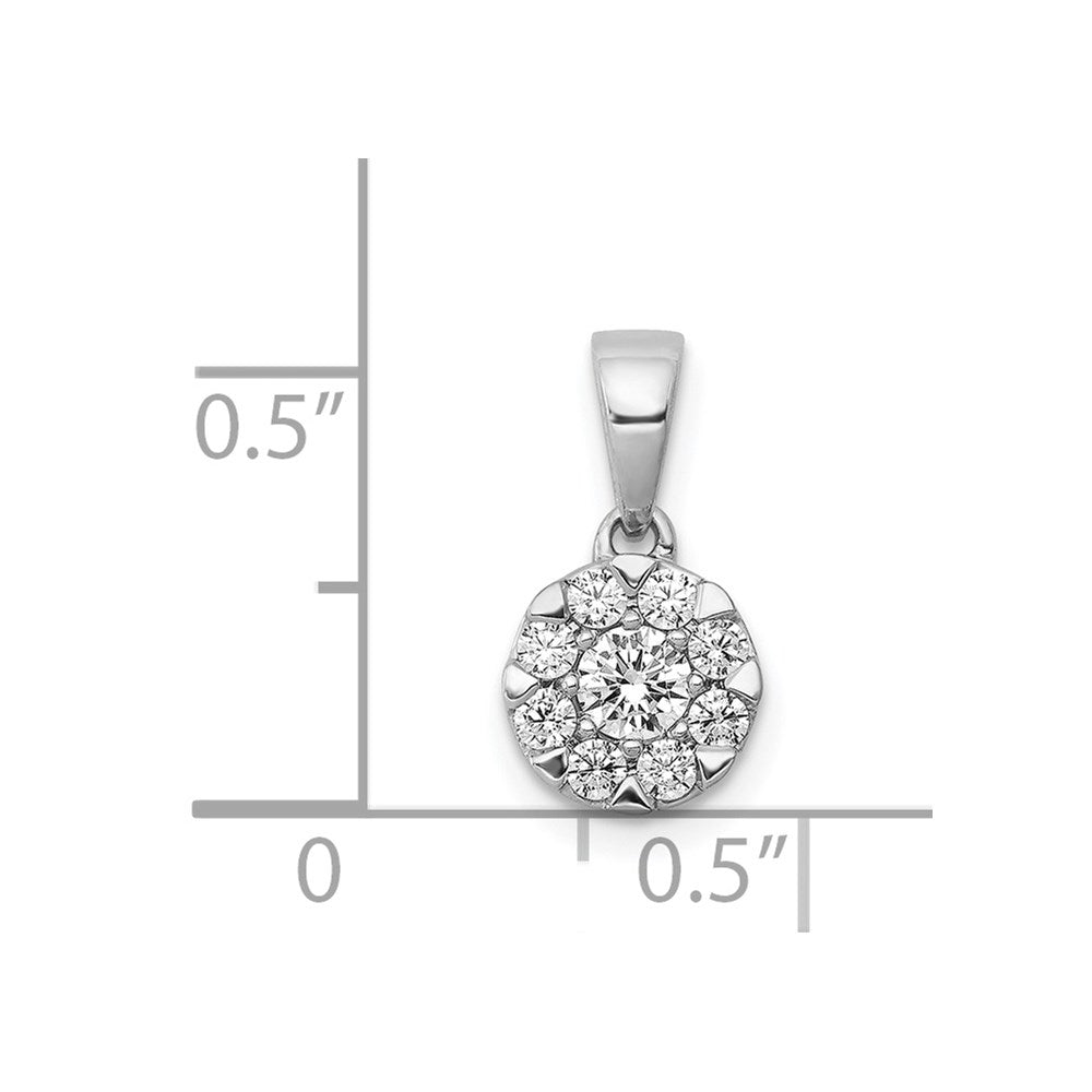 14k White Gold 1/3ct. Real Diamond Circle Cluster Pendant