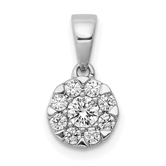 Solid 14k White Gold 1/3ct. Simulated CZ Circle Cluster Pendant