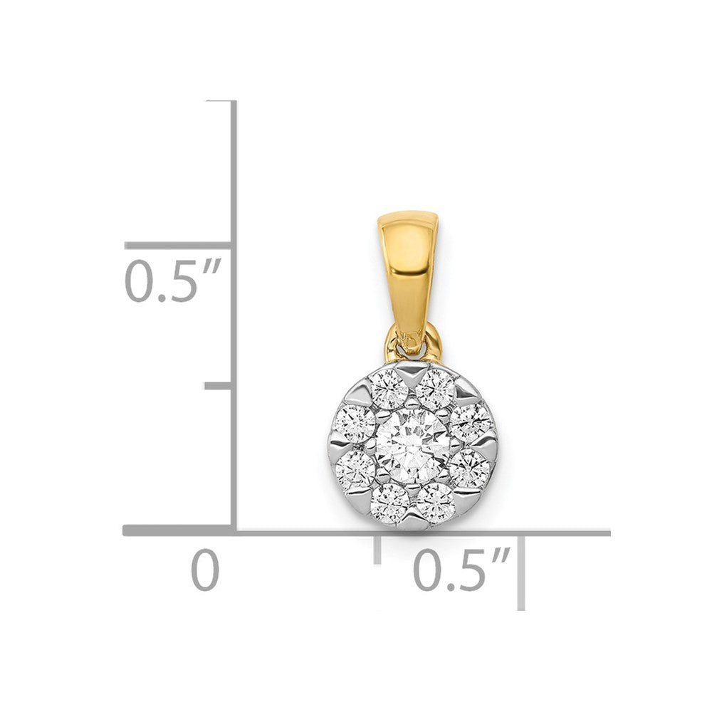 Solid 14k Yellow Gold 1/3ct. Simulated CZ Circle Cluster Pendant