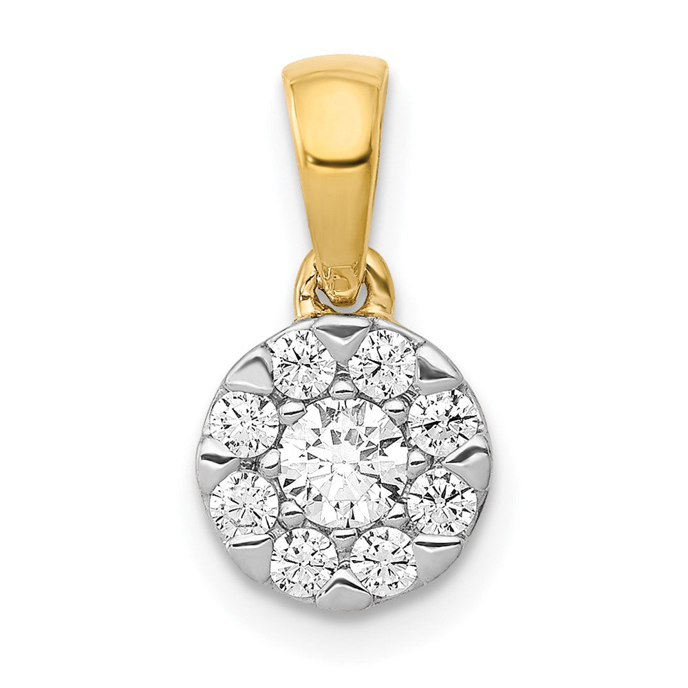 Solid 14k Yellow Gold 1/3ct. Simulated CZ Circle Cluster Pendant