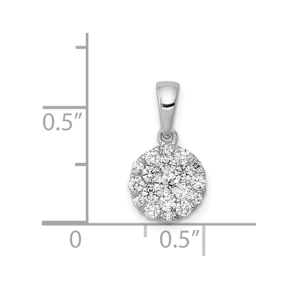 14k White Gold 1/2ct. Real Diamond Circle Cluster Pendant