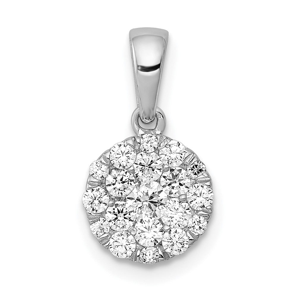 14k White Gold 1/2ct. Real Diamond Circle Cluster Pendant