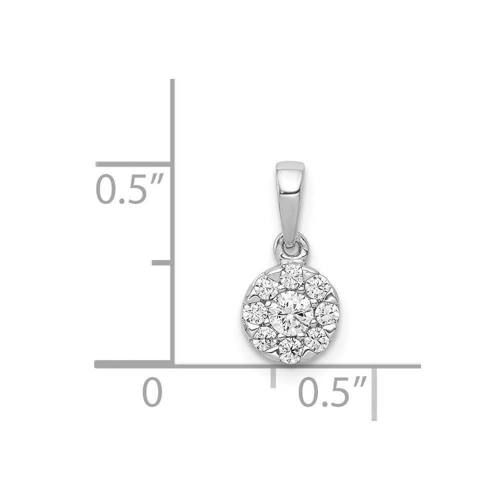 14k White Gold 1/4ct. Real Diamond Circle Cluster Pendant