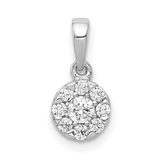 Solid 14k White Gold 1/4ct. Simulated CZ Circle Cluster Pendant