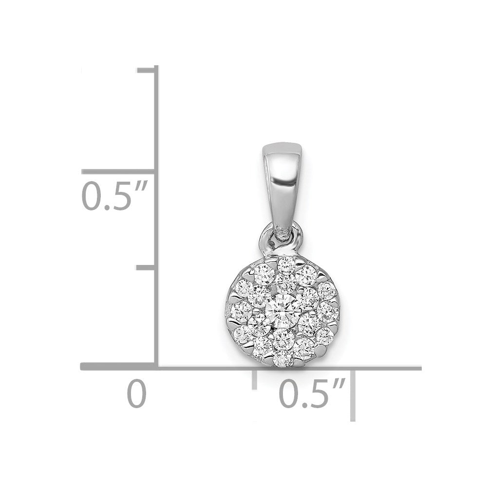 14k White Gold 1/4ct. Real Diamond Circle Cluster Pendant