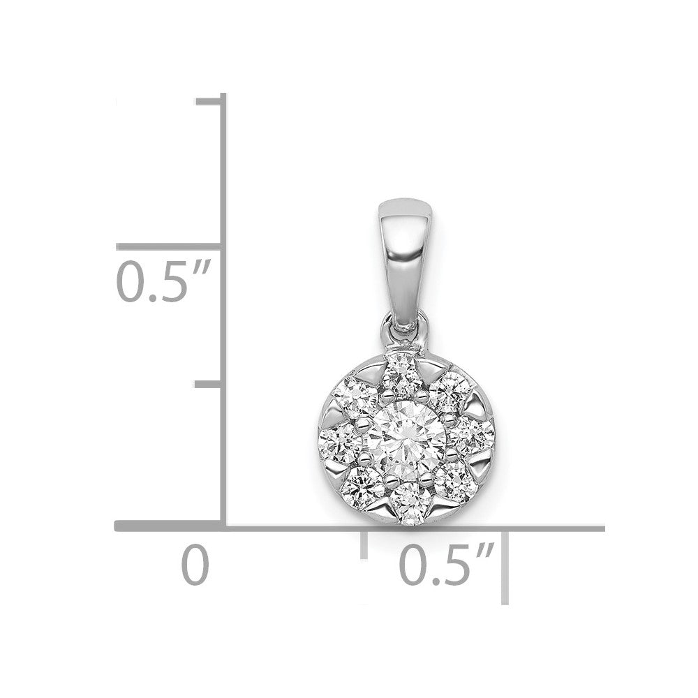 Solid 14k White Gold 1/2ct. Simulated CZ Circle Cluster Pendant