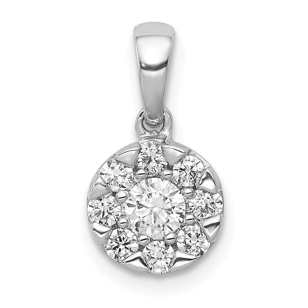 Solid 14k White Gold 1/2ct. Simulated CZ Circle Cluster Pendant