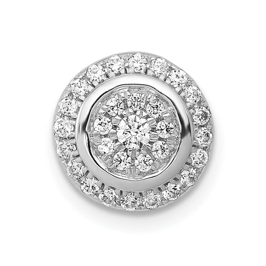 Solid 14k White Gold Moving 1/3ct. Simulated CZ Circle Slide Pendant