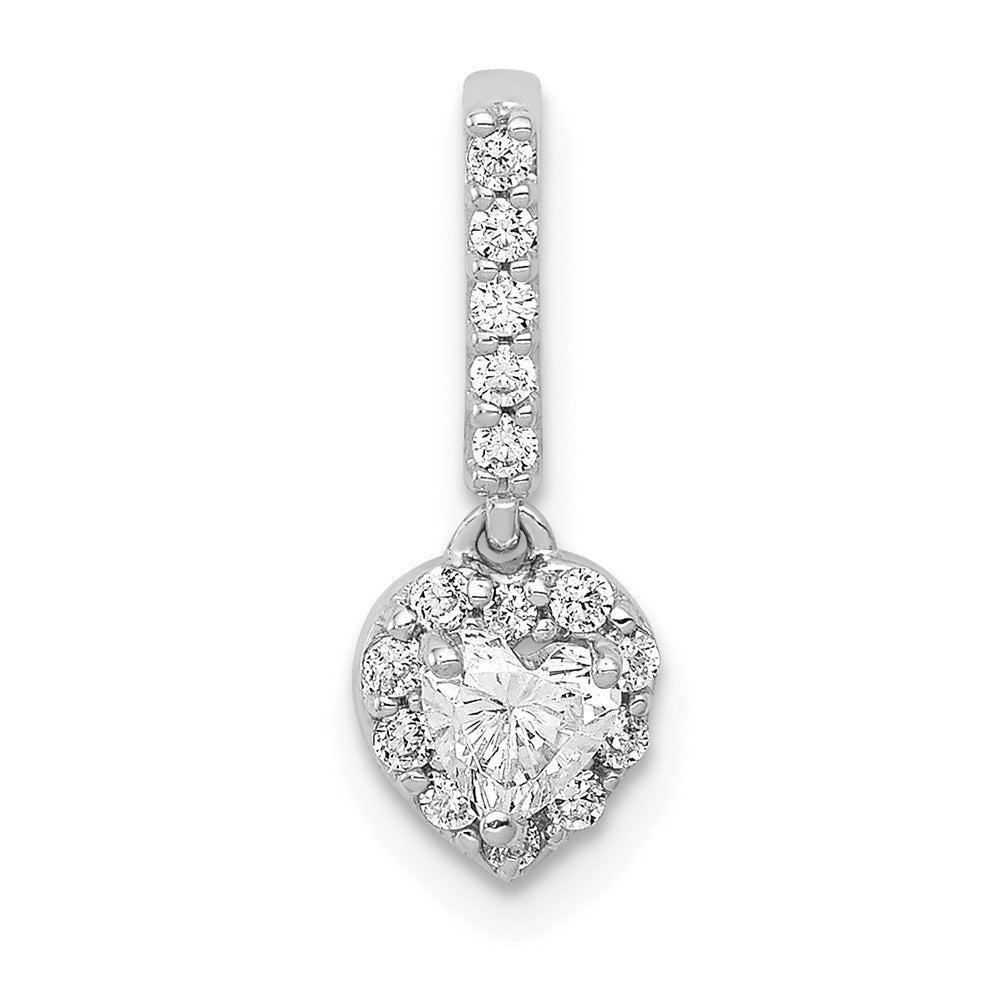 Solid 14k White Gold 1/4ct. Simulated CZ Slide Pendant