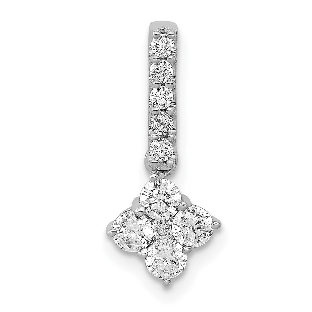 Solid 14k White Gold 1/2ct. Simulated CZ Slide Pendant