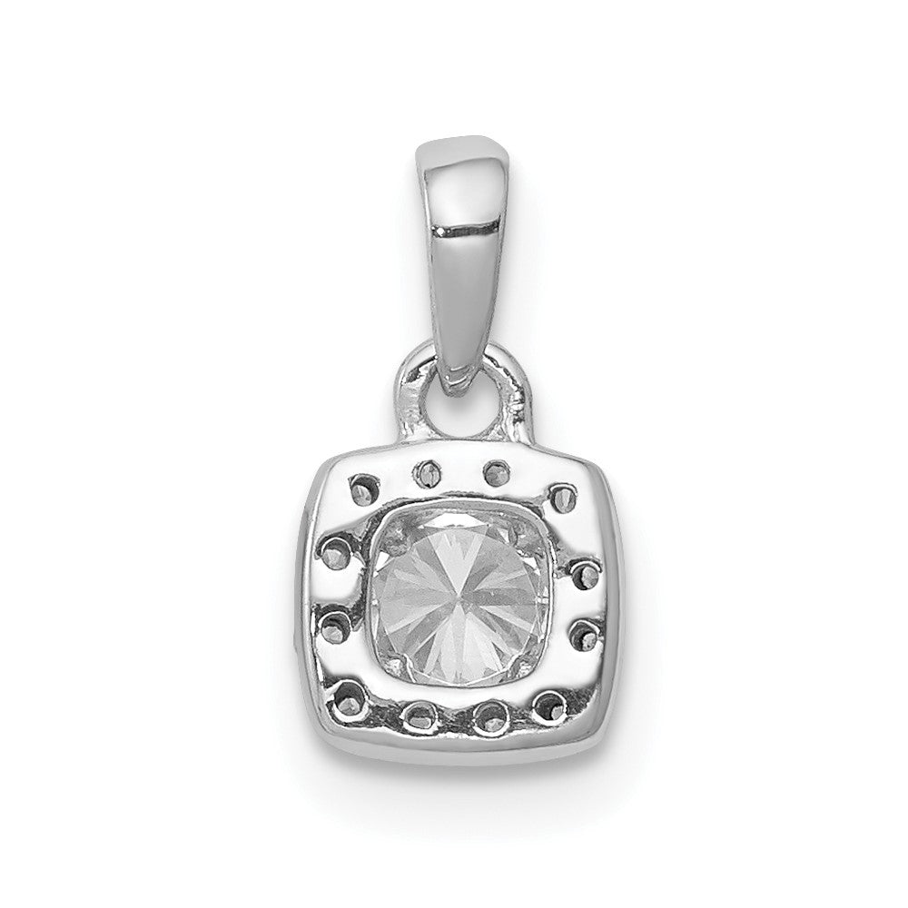 Solid 14k White Gold 1/3ct. Simulated CZ Square Cluster Pendant