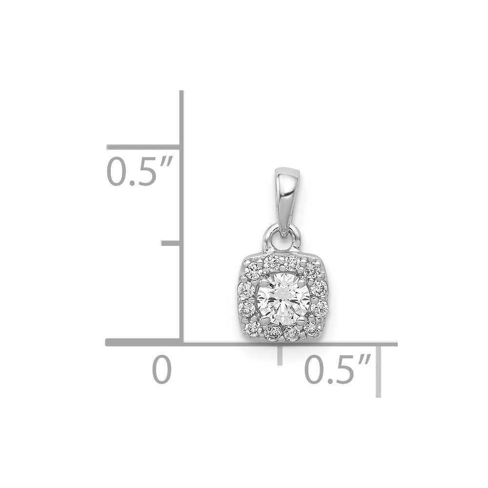 Solid 14k White Gold 1/3ct. Simulated CZ Square Cluster Pendant