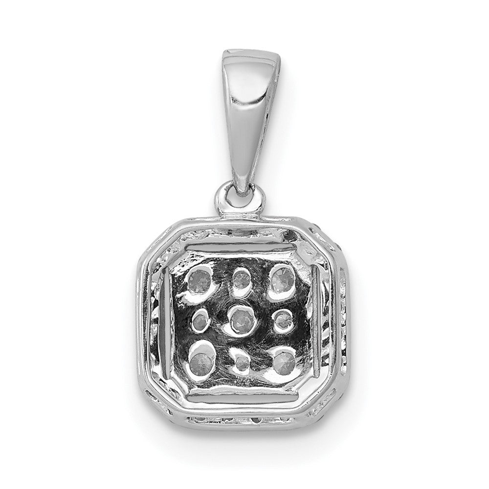 Solid 14k White Gold 1/4ct. Simulated CZ Square Cluster Pendant