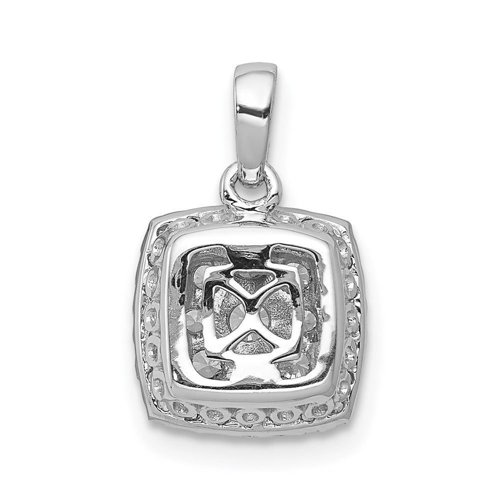 Solid 14k White Gold 1/2ct. Simulated CZ Square Cluster Pendant