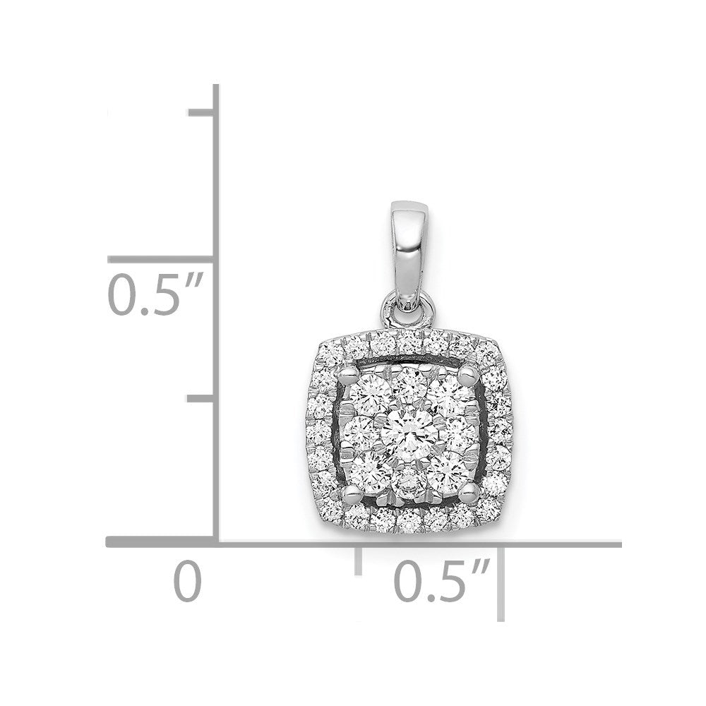 14k White Gold 1/2ct. Real Diamond Square Cluster Pendant