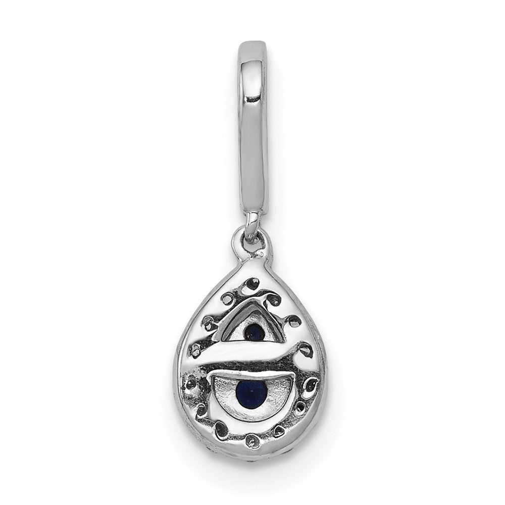 Solid 14k White Gold 1/4ct. Blue/White Simulated CZ Teardrop Pendant