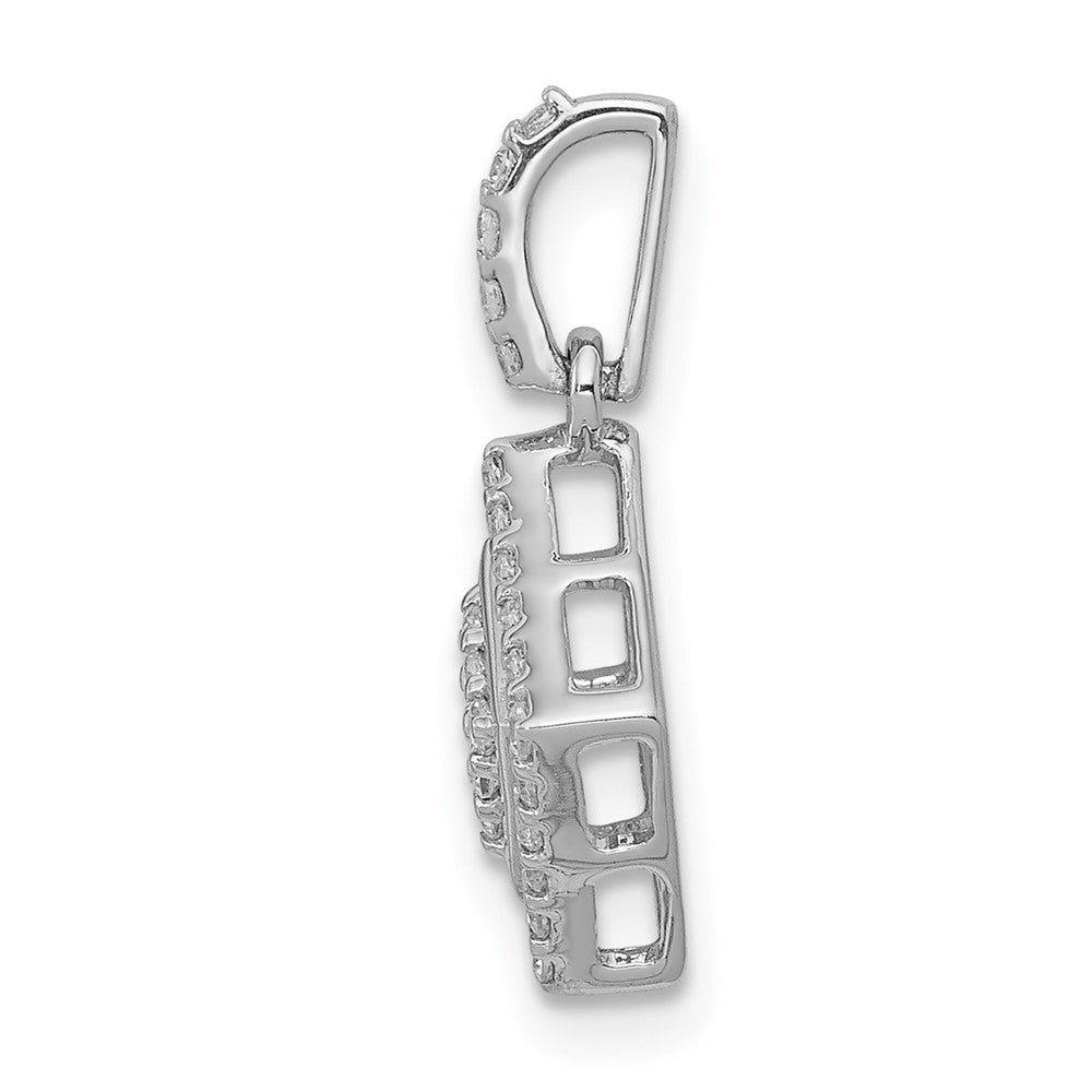 Solid 14k White Gold 1/4ct. Simulated CZ Cluster Pendant