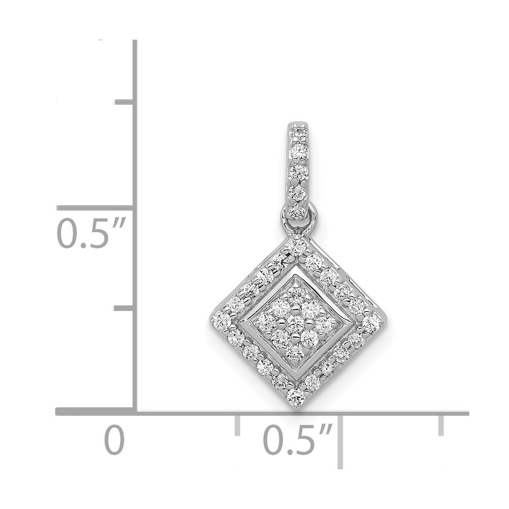 Solid 14k White Gold 1/4ct. Simulated CZ Cluster Pendant