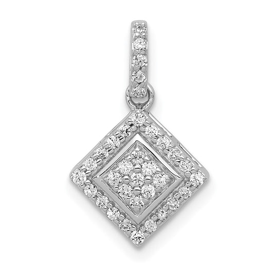 Solid 14k White Gold 1/4ct. Simulated CZ Cluster Pendant