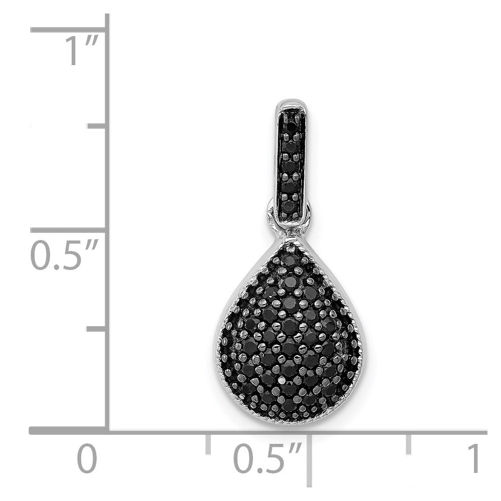 14k White Gold 1/4ct. Black Real Diamond Teardrop Pendant