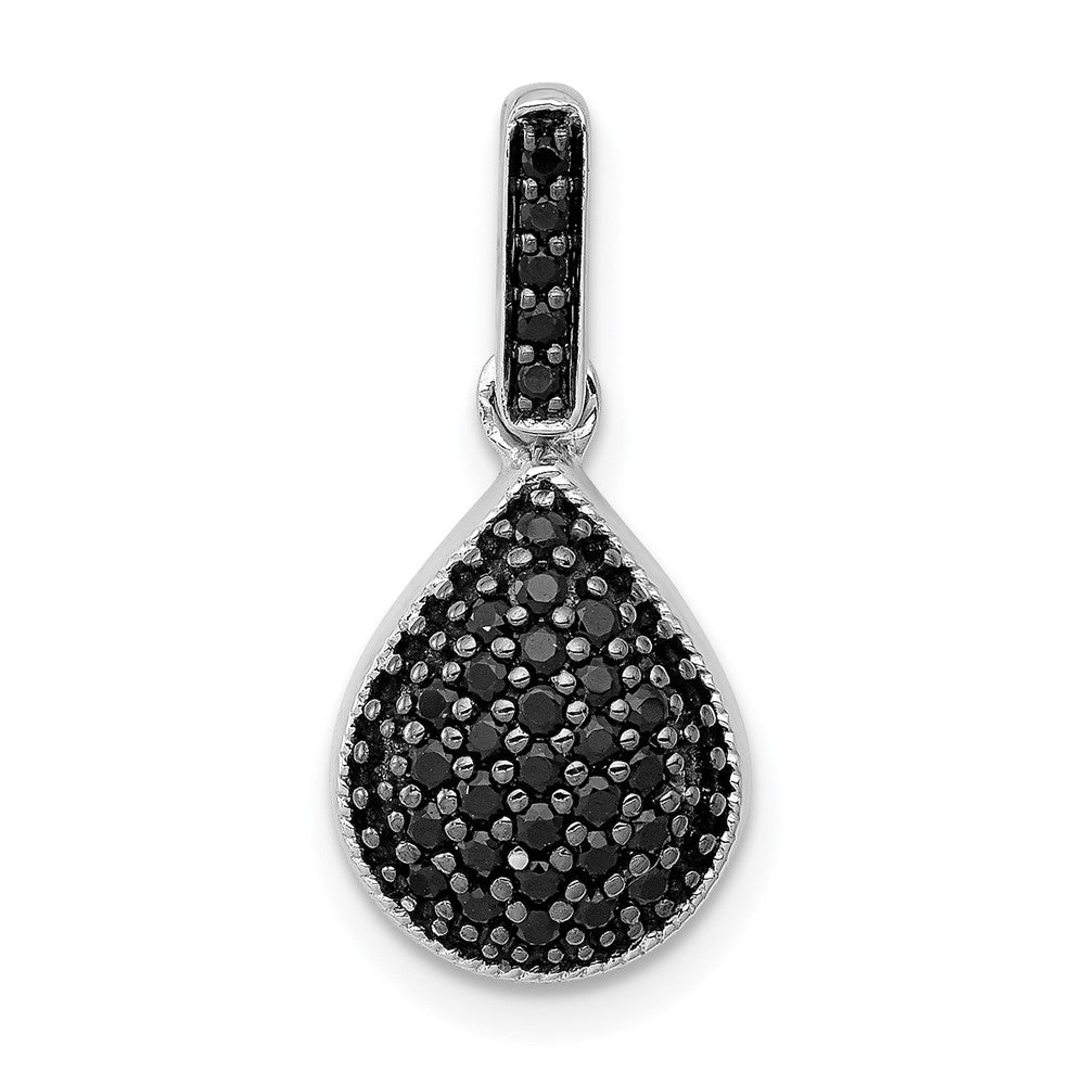 Solid 14k White Gold 1/4ct. BlacK Simulated CZ Teardrop Pendant