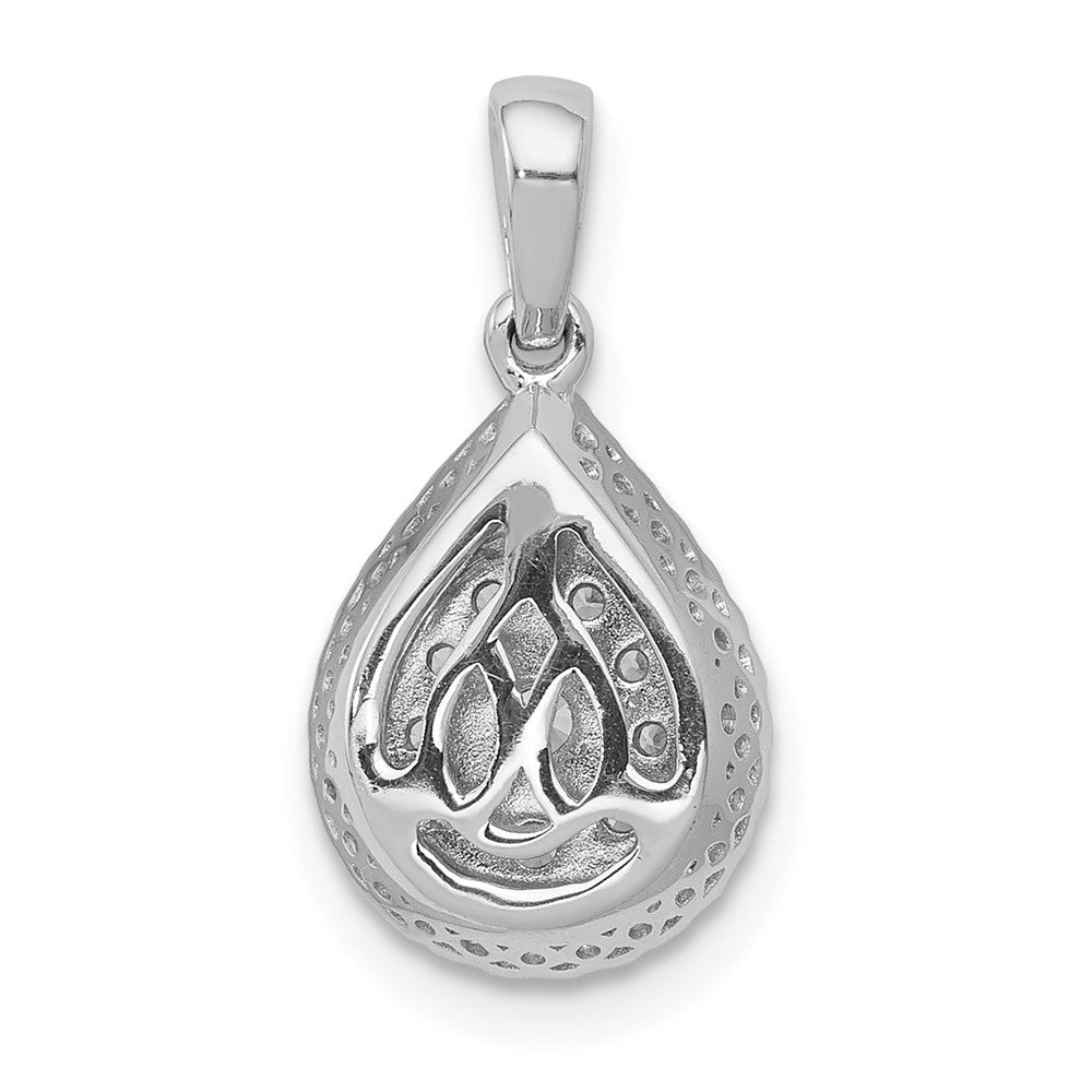 14k White Gold Real Diamond Teardrop Pendant