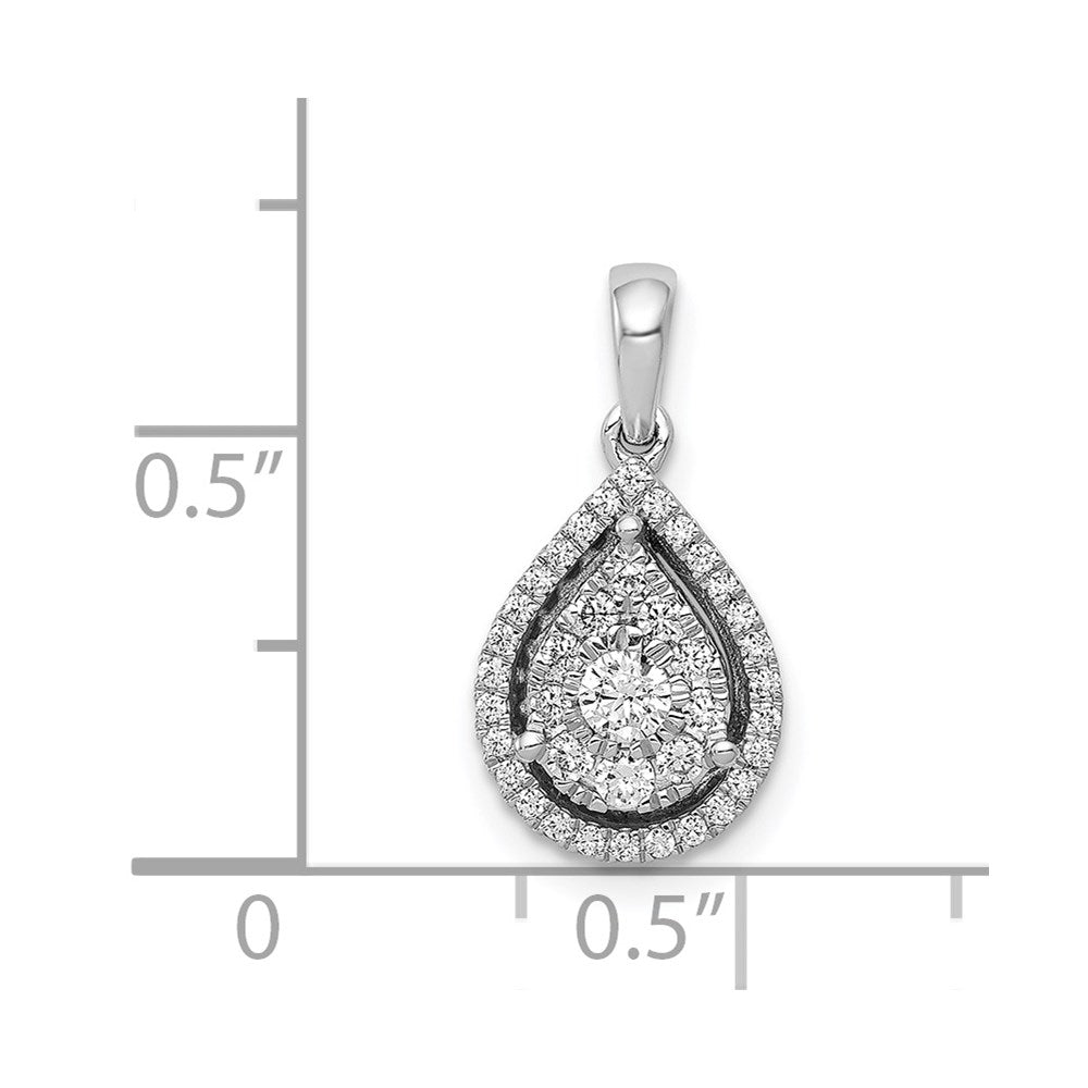 14k White Gold Real Diamond Teardrop Pendant