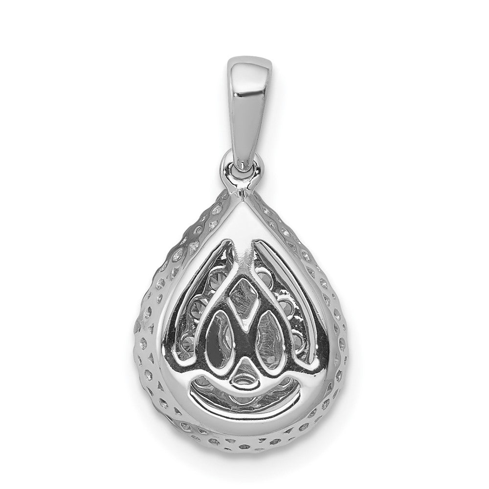 14K White Gold 1/2ct. Real Diamond Teardrop Pendant