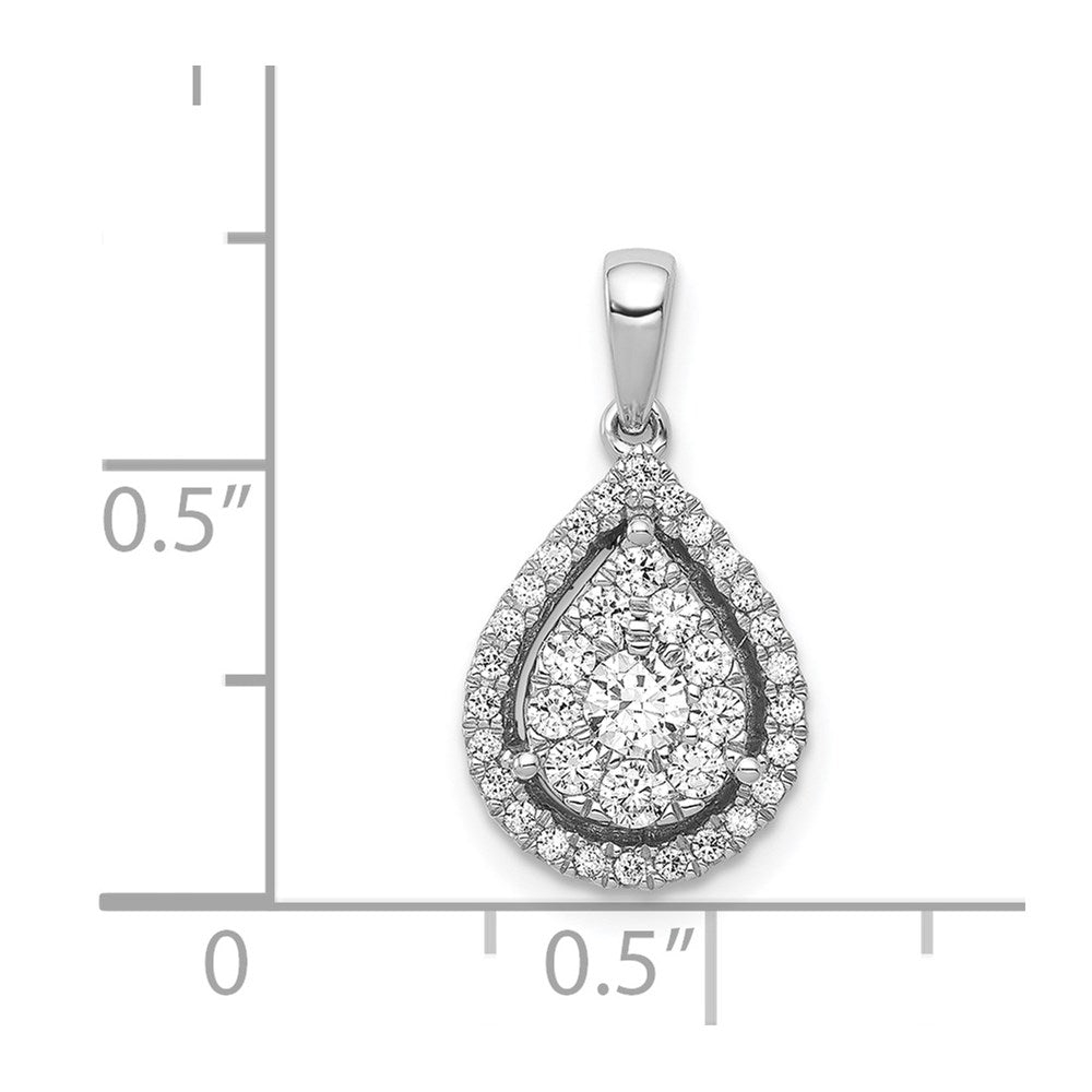 14K White Gold 1/2ct. Real Diamond Teardrop Pendant