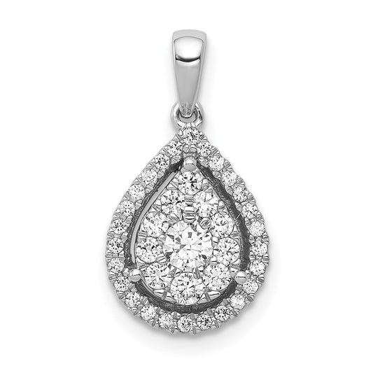 14K White Gold 1/2ct. Real Diamond Teardrop Pendant