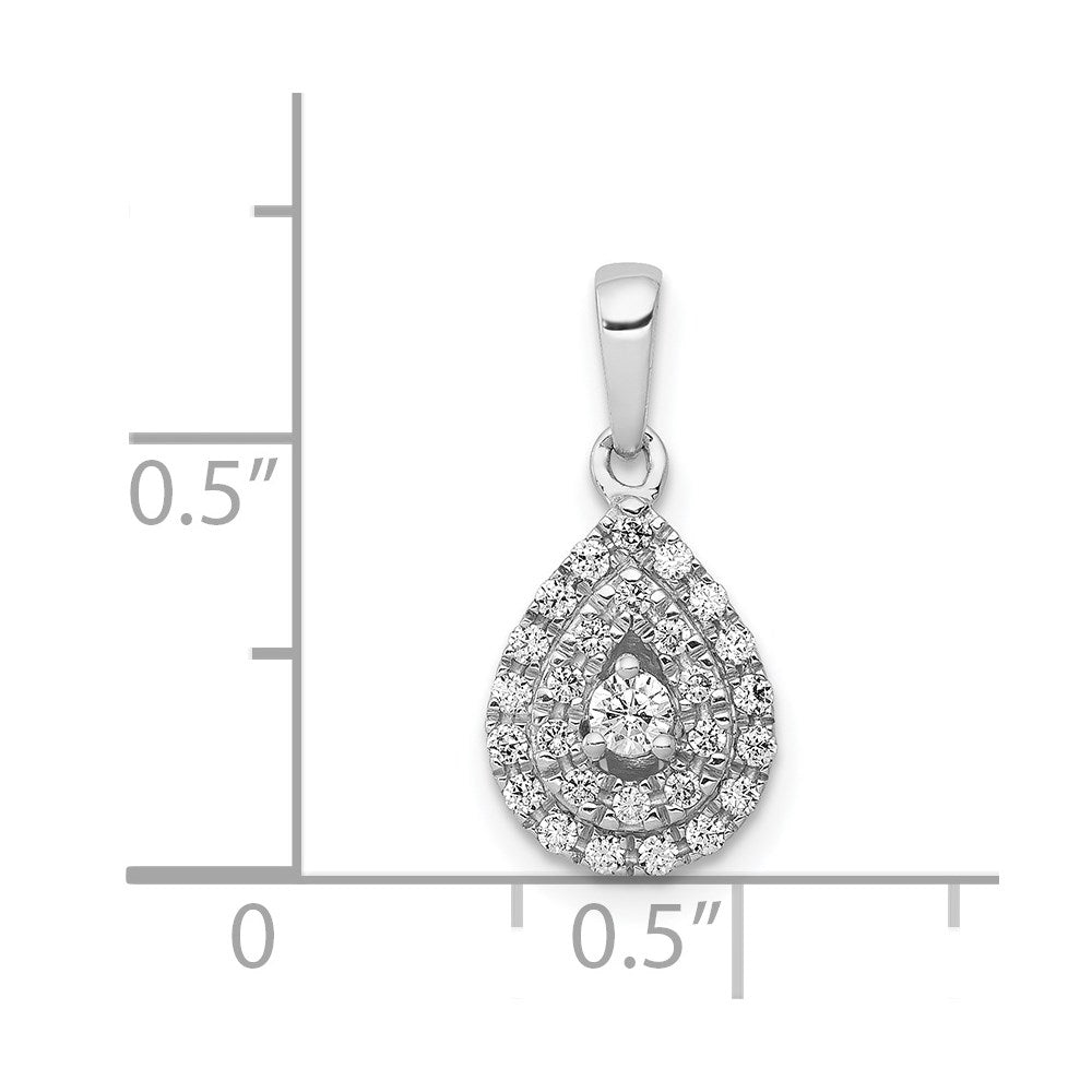 14k White Gold 1/4ct. Real Diamond Teardrop Pendant