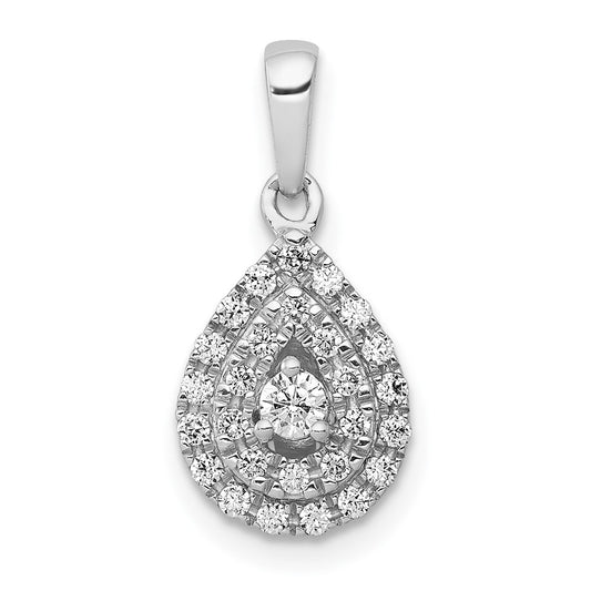 Solid 14k White Gold 1/4ct. Simulated CZ Teardrop Pendant