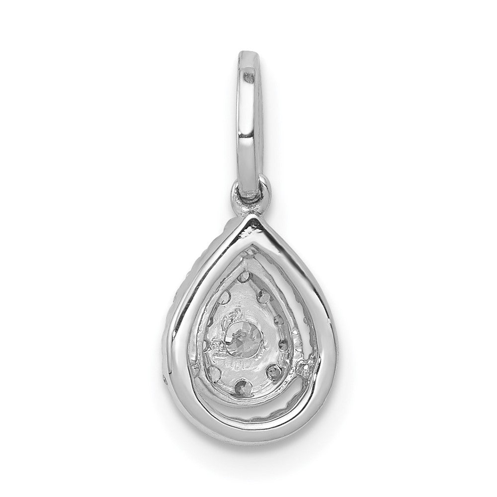 Solid 14k White Gold 1/4ct.Simulated CZ Teardrop Pendant