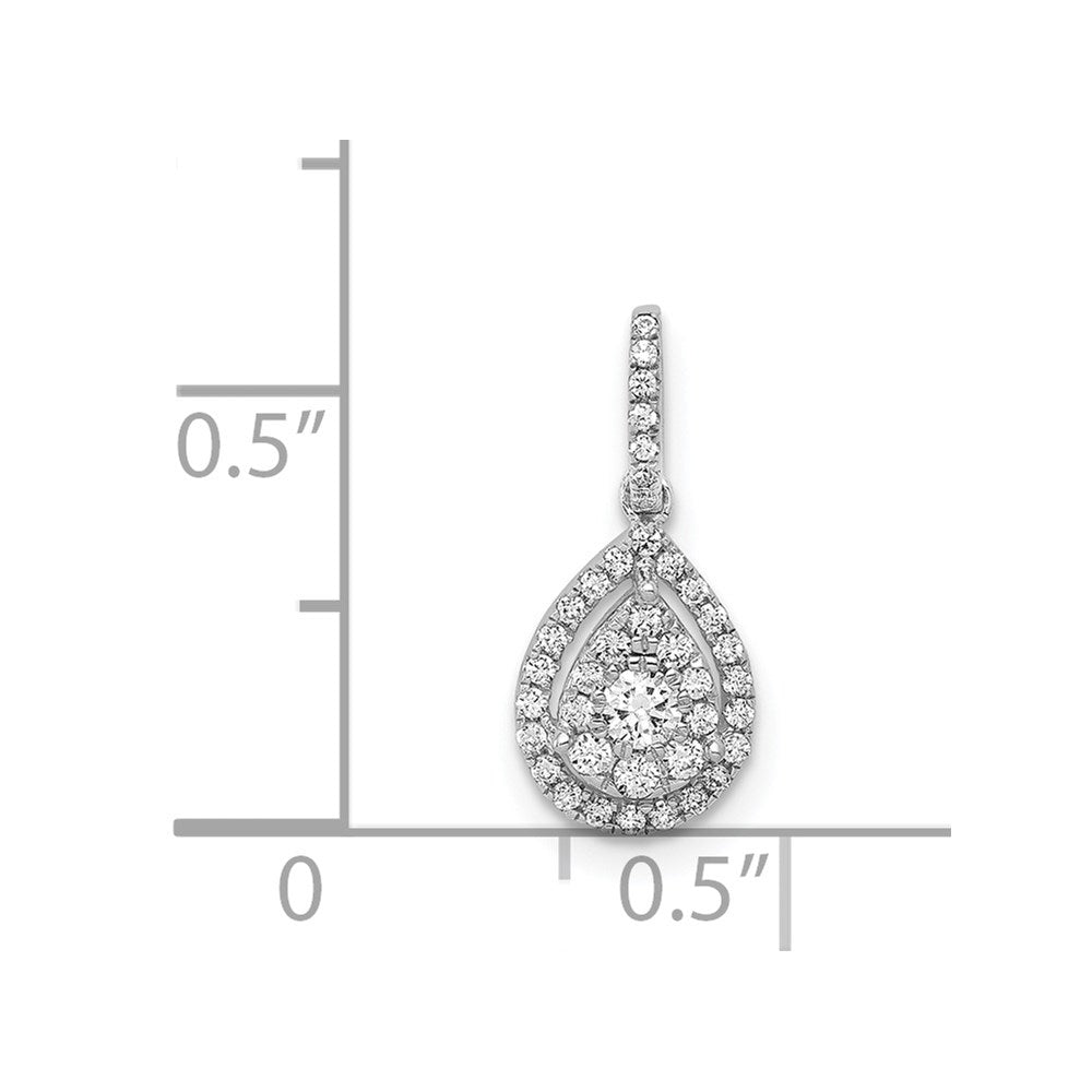 14k White Gold 1/4ct.Real Diamond Teardrop Pendant