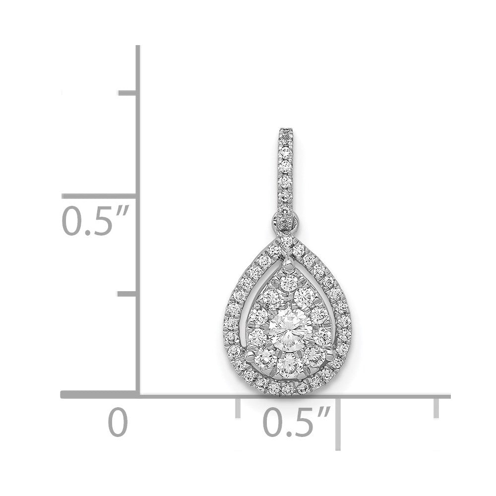 Solid 14k White Gold 1/3ct. Simulated CZ Teardrop Pendant