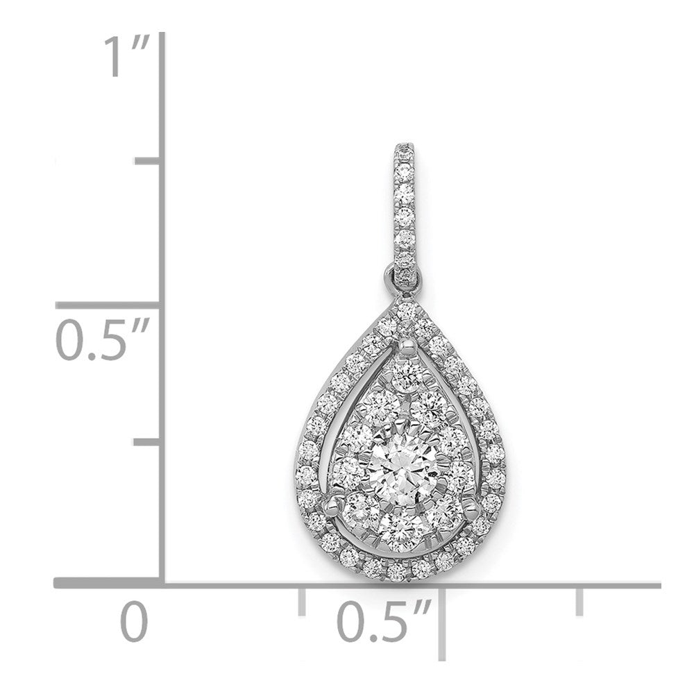 Solid 14k White Gold 1/2ct. Simulated CZ Teardrop Pendant