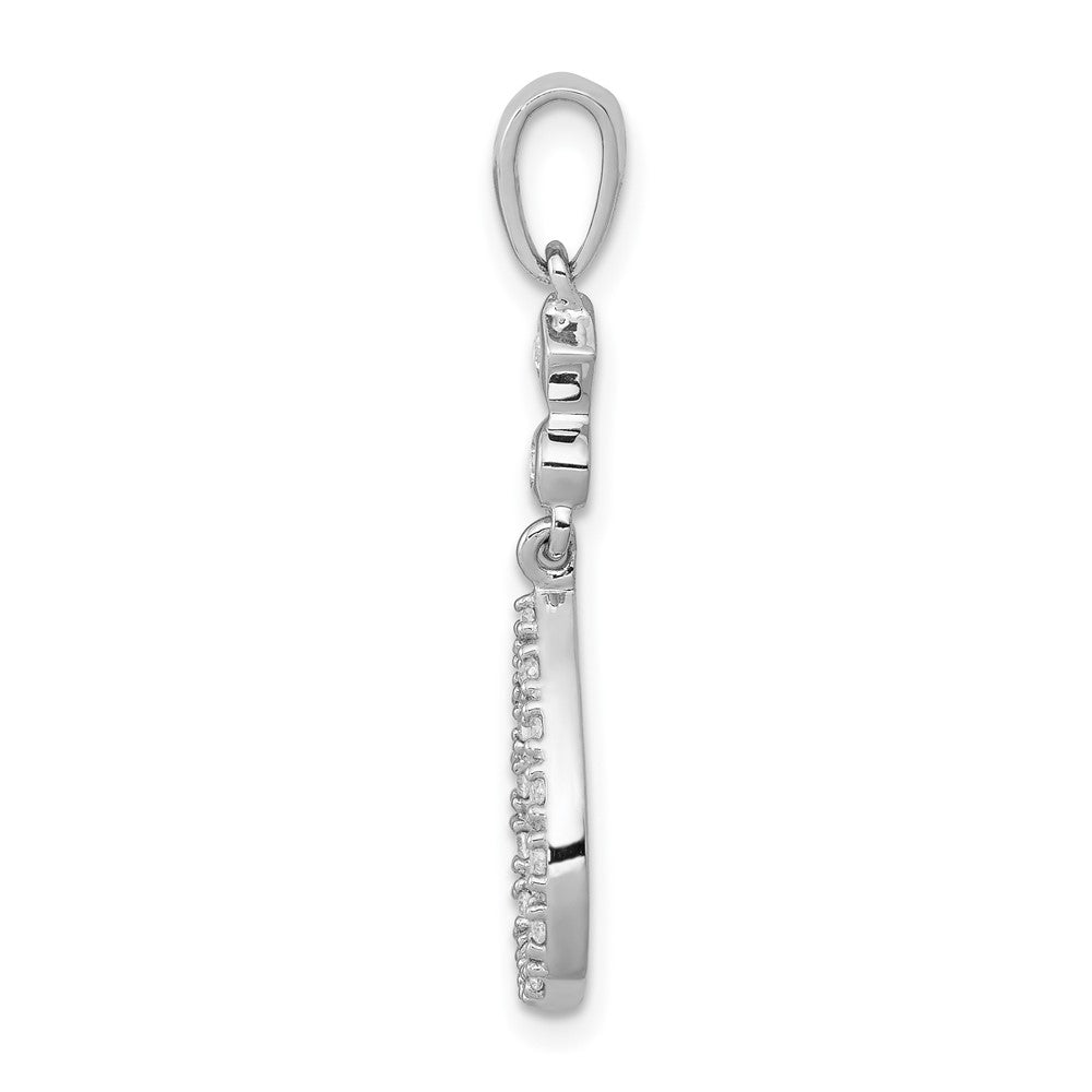 14k White Gold 1/8ct. Vintage Teardrop Real Diamond Pendant