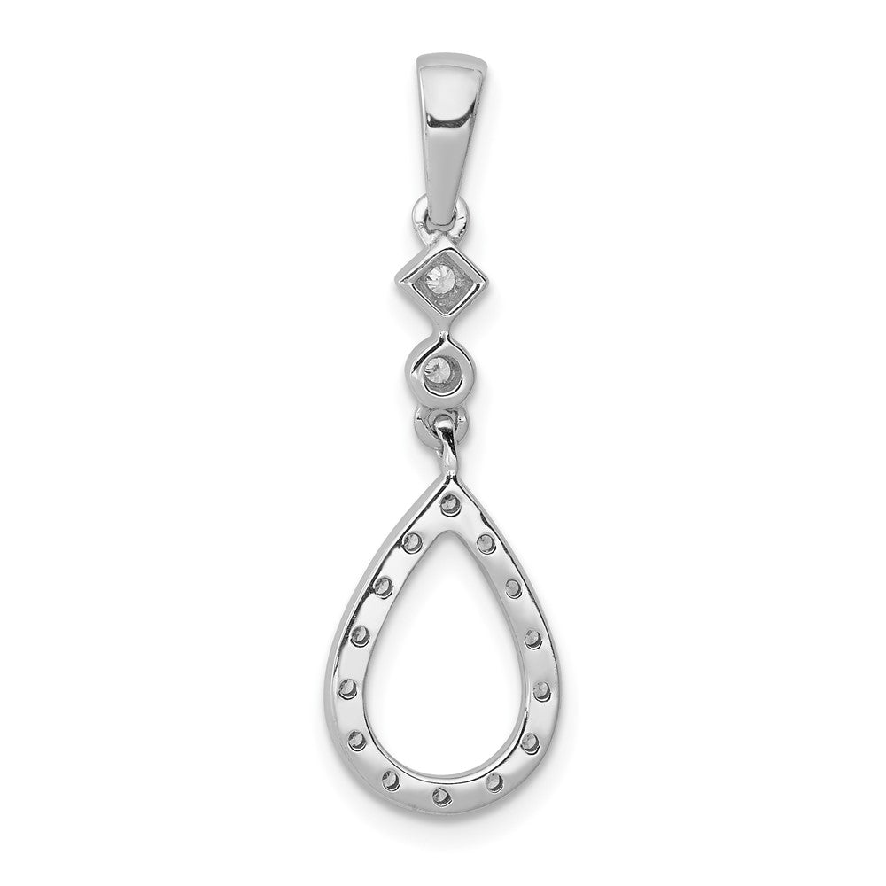 14k White Gold 1/8ct. Vintage Teardrop Real Diamond Pendant