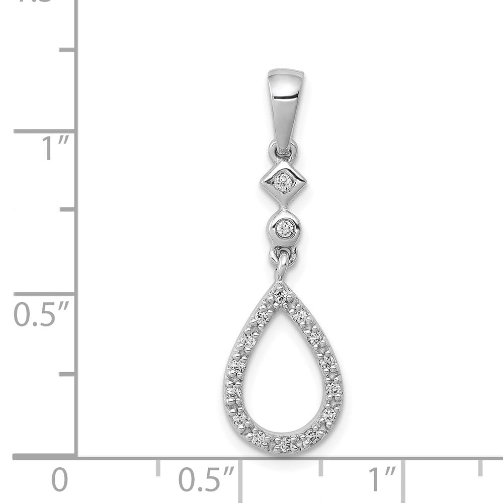 14k White Gold 1/8ct. Vintage Teardrop Real Diamond Pendant