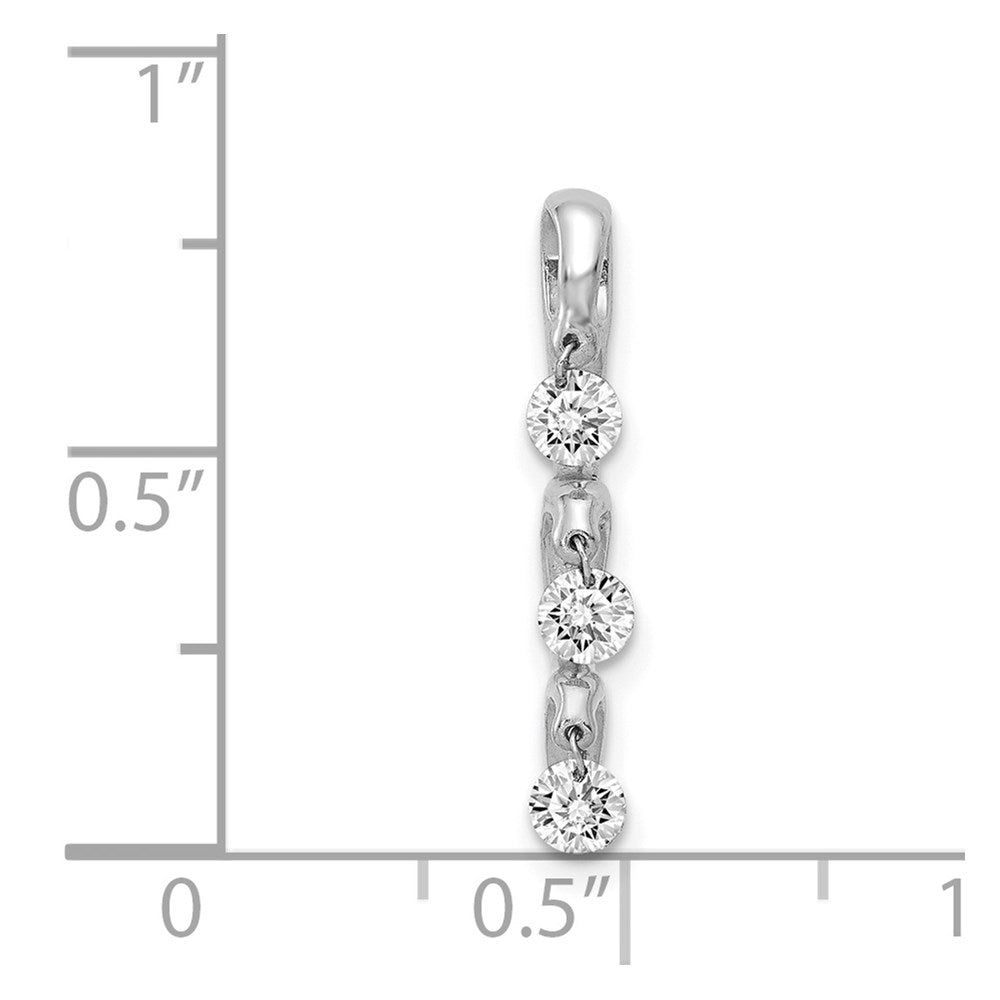 14k White Gold 1/3ct. Real Diamond 3-stone Slide Pendant