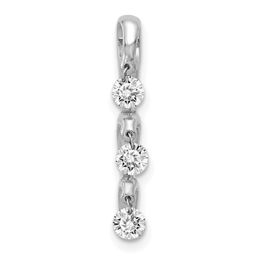 14k White Gold 1/3ct. Real Diamond 3-stone Slide Pendant