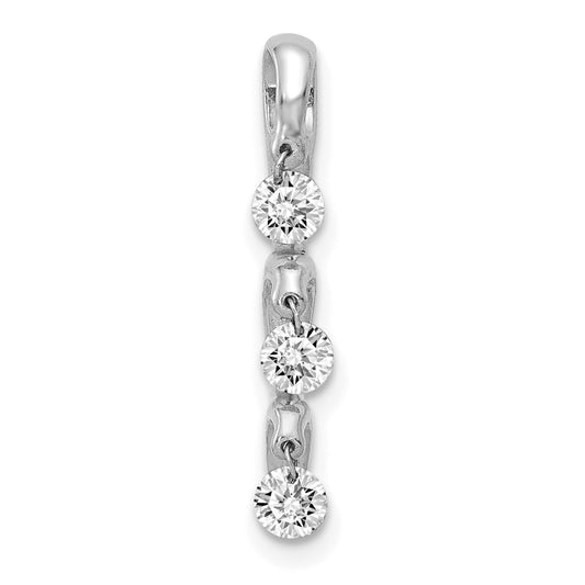 14k White Gold 1/3ct. Real Diamond 3-stone Slide Pendant