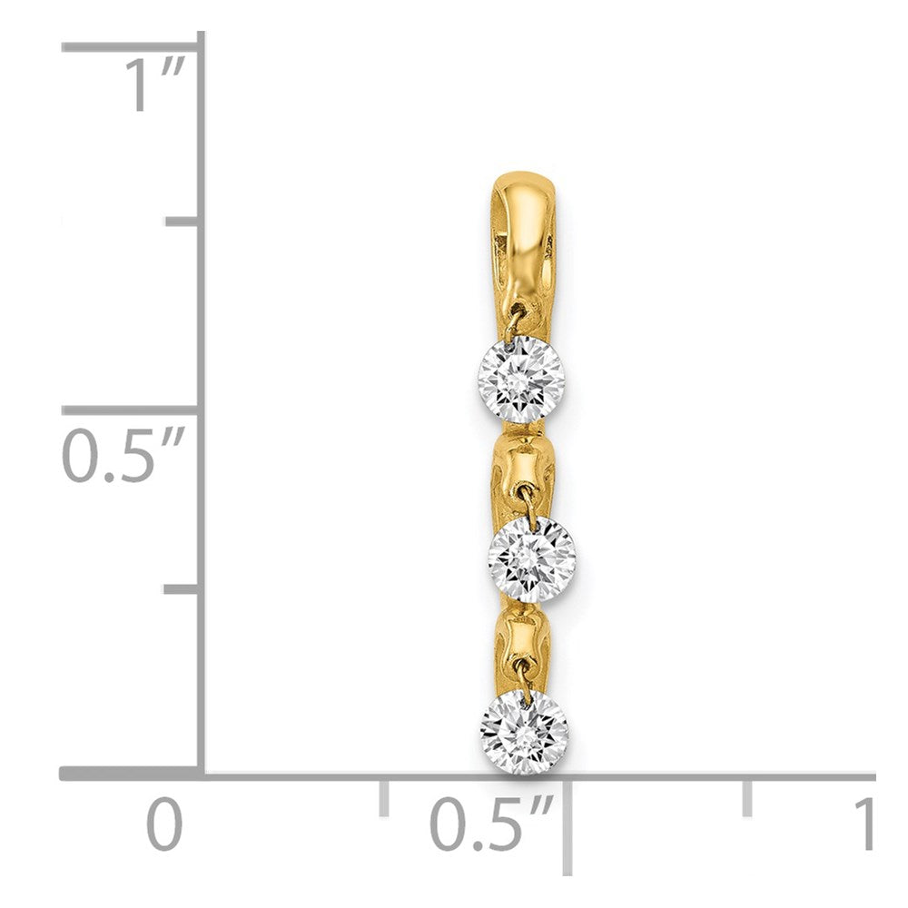 14K Yellow Gold 1/3ct. Real Diamond 3-stone Slide Pendant