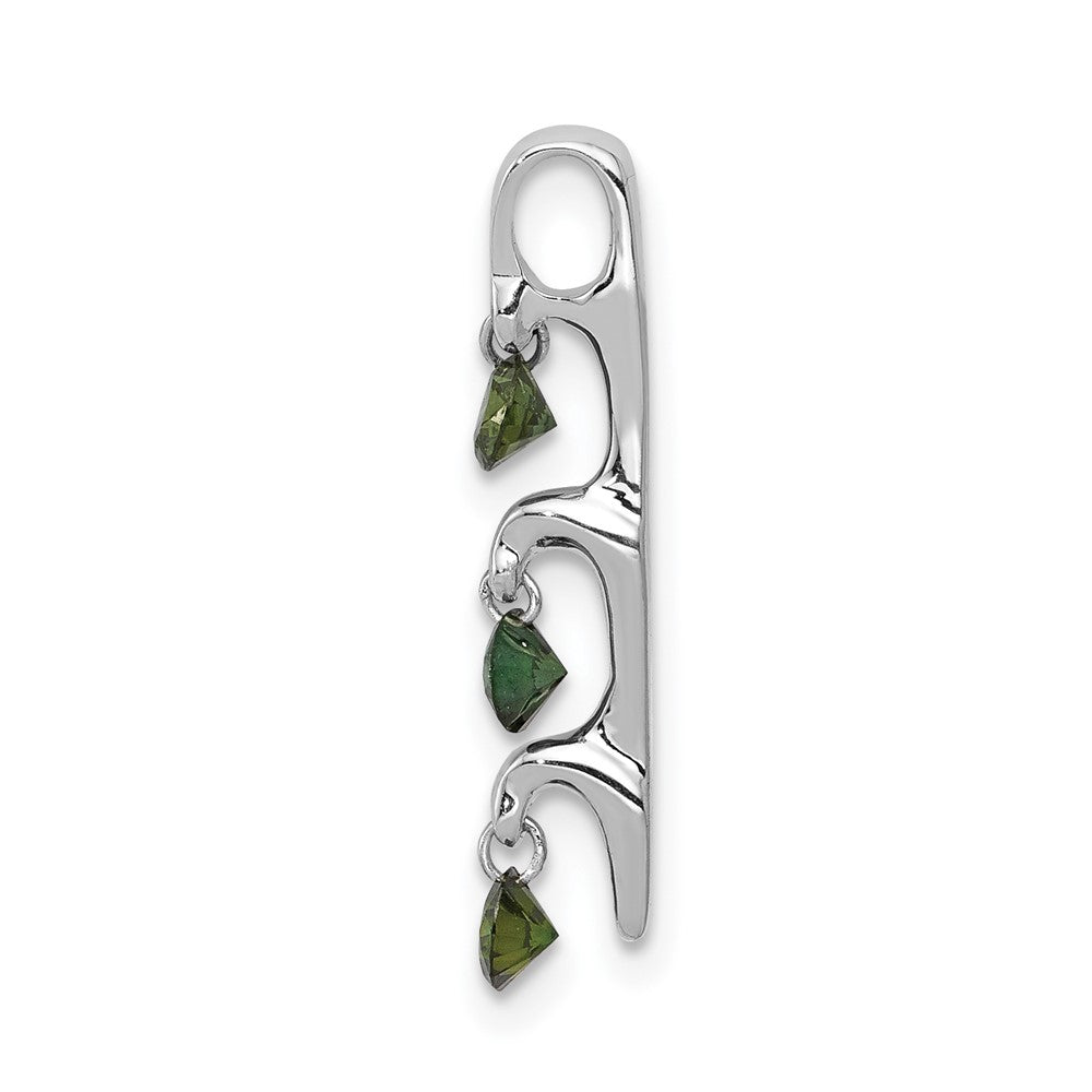 Solid 14k White Gold 1/3ct. Green Simulated CZ 3-stone Slide Pendant