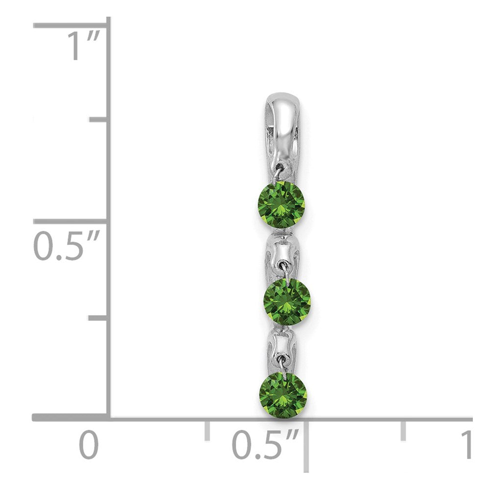 14k White Gold 1/3ct. Green Real Diamond 3-stone Slide Pendant