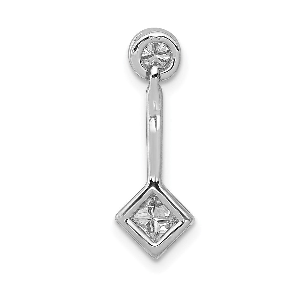 Solid 14k White Gold 1/4ct. Simulated CZ Chain Slide Pendant