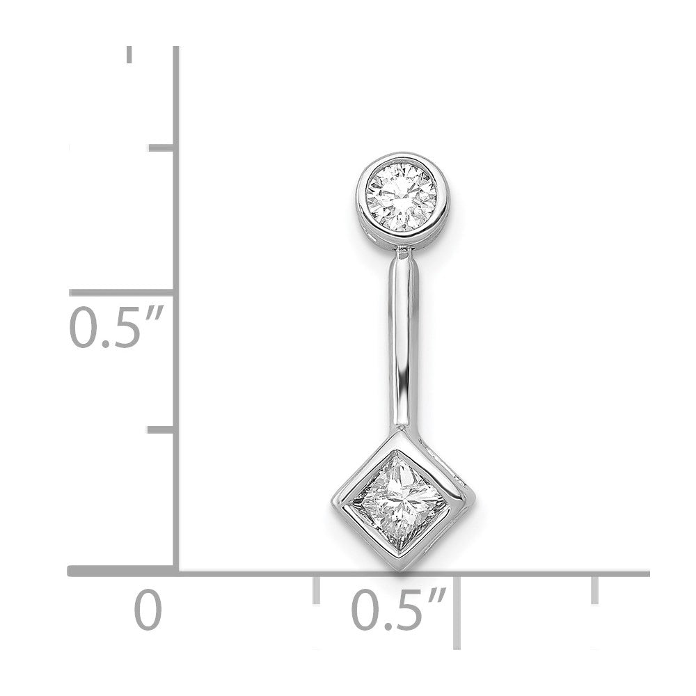 Solid 14k White Gold 1/4ct. Simulated CZ Chain Slide Pendant